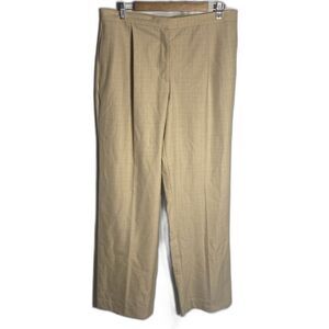 LIZ CLAIBORNE yellow tan plaid pleated front straight leg zip fly Kylie pants 14